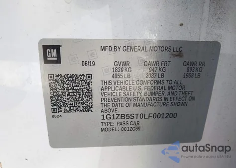 2020 Chevrolet Malibu Fwd Ls from USA, damaged, VIN 1G1ZB5ST0LF001200